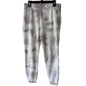 Victoria's Secret Purple-White Tie-Dye Joggers w/ Cropped Ankles and Thick Band
